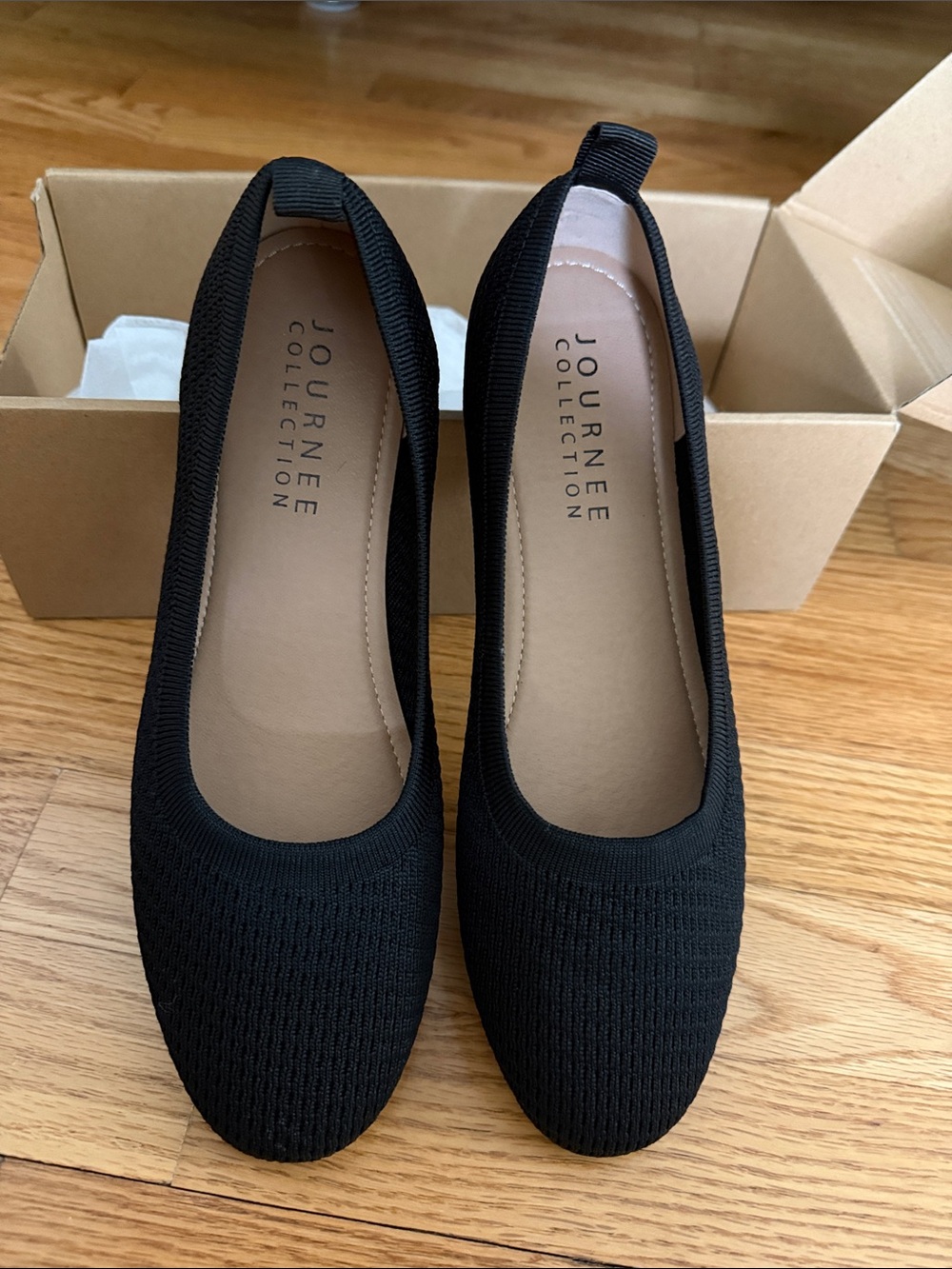 NWT Journee Collection Black Knit Slip-On Ballet Flats